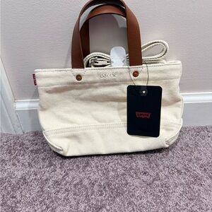 Levi's Cream Canvas Tote with Brown Leather Handles